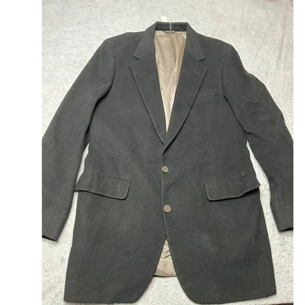 VTG 1980s Raleighs 100% Pure Cashmere Blazer Sport Coat Mens‎ Black 2 Button USA